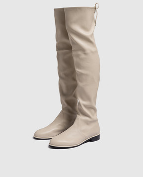 Stuart Weitzman Lowland Bold beige leather ankle boots with drawstring SG130