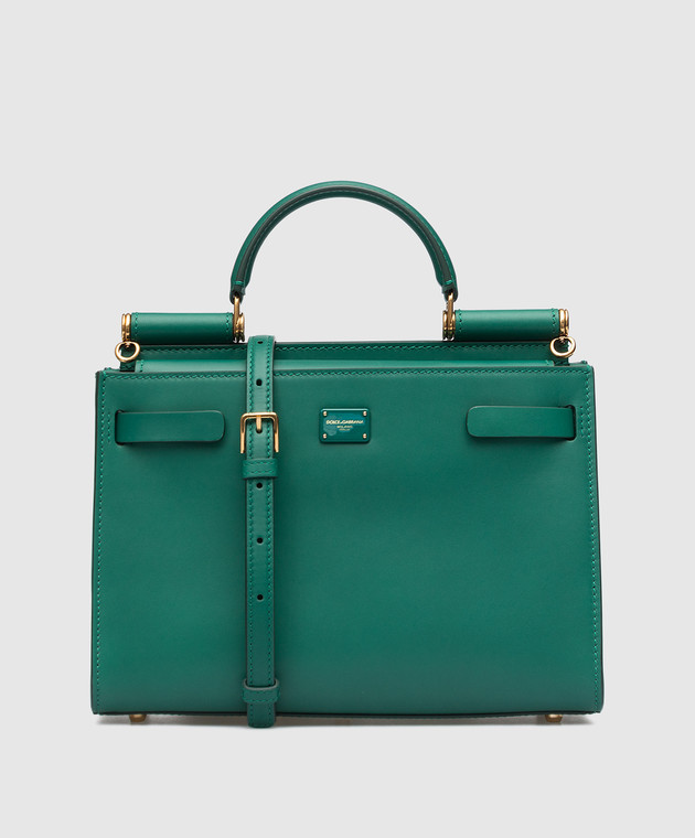 Dolce&Gabbana - Sicily 62 green leather satchel bag with logo 