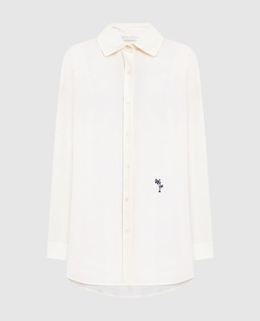 Palm Angels Beige shirt with logo embroidery PWGE004F23FAB001