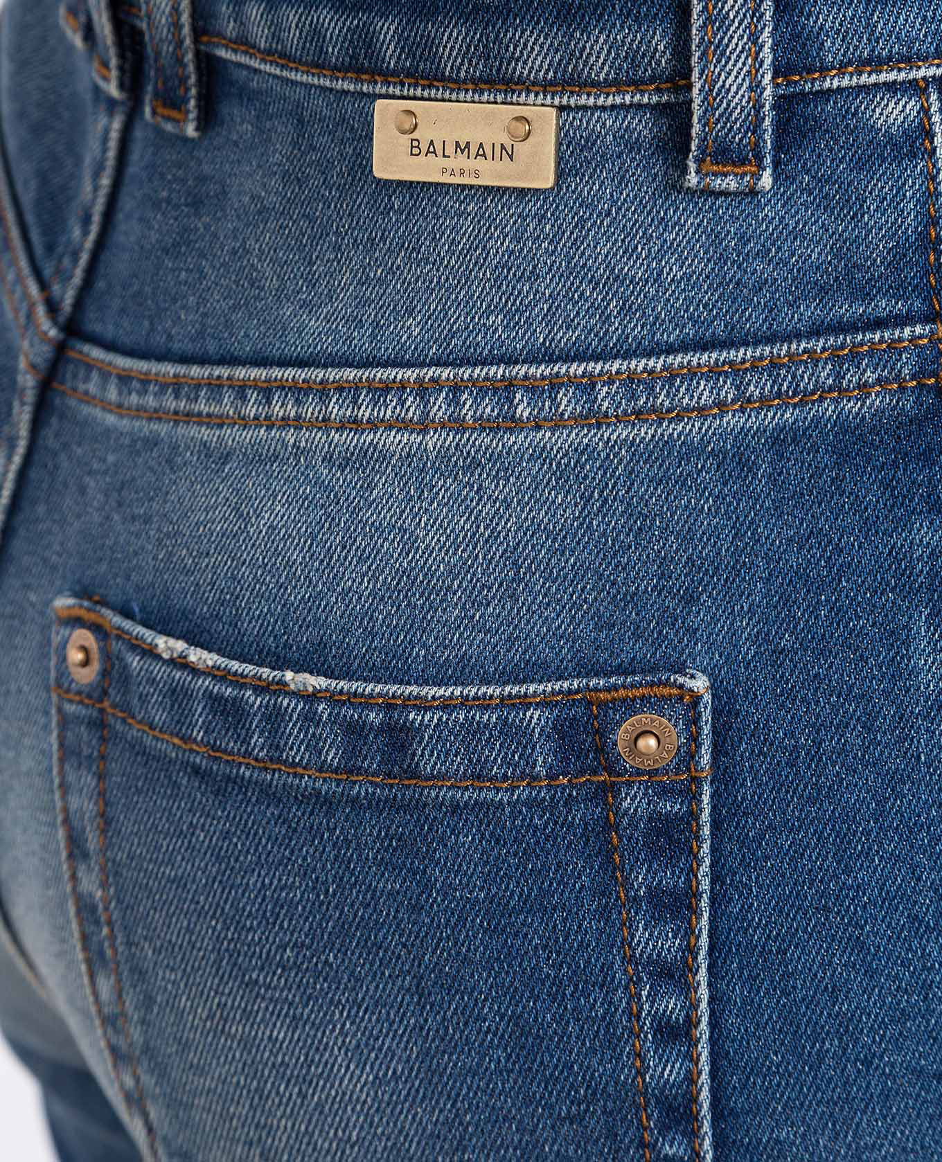 Blue slim jeans with a distressed effect Balmain 5