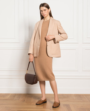 Agnona Brown midi dress made of wool, cashmere and silk KR060164B080H