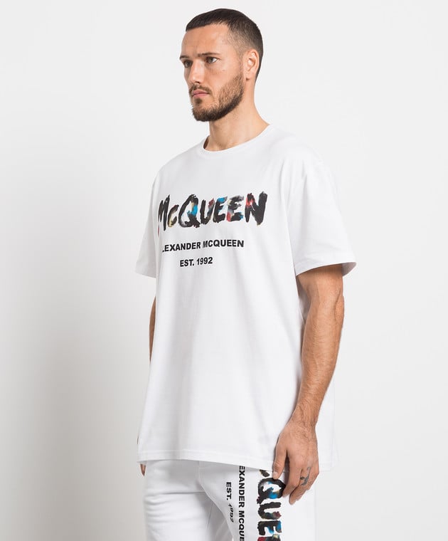 Alexander McQueen - White t-shirt with Watercolor Graffiti