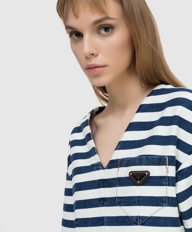 prada striped denim dress Prada - Striped denim dress GFA12710G2