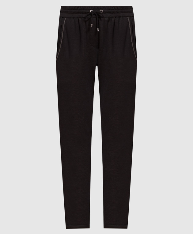 パンツ BRUNELLO CUCINELLI SS25 Monile joggers (MD828SB899 C8329) Brunello Cucinelli - Black sweatpants with a monil chain