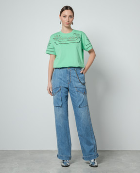 Ermanno Scervino Green t-shirt with lace D442L329DUX