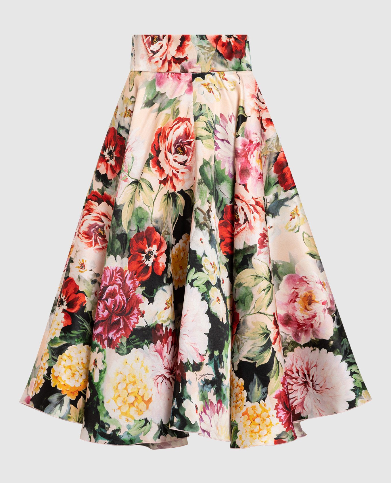 

Midi skirt made of silk in a floral print Dolce&Gabbana, White