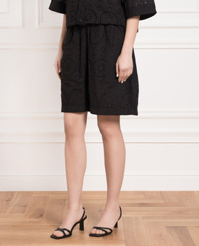 Charo Ruiz Black Lyo shorts with broderie embroidery 233502