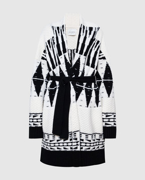 Ballantyne White cardigan made of wool in a geometric pattern B1K3195W117