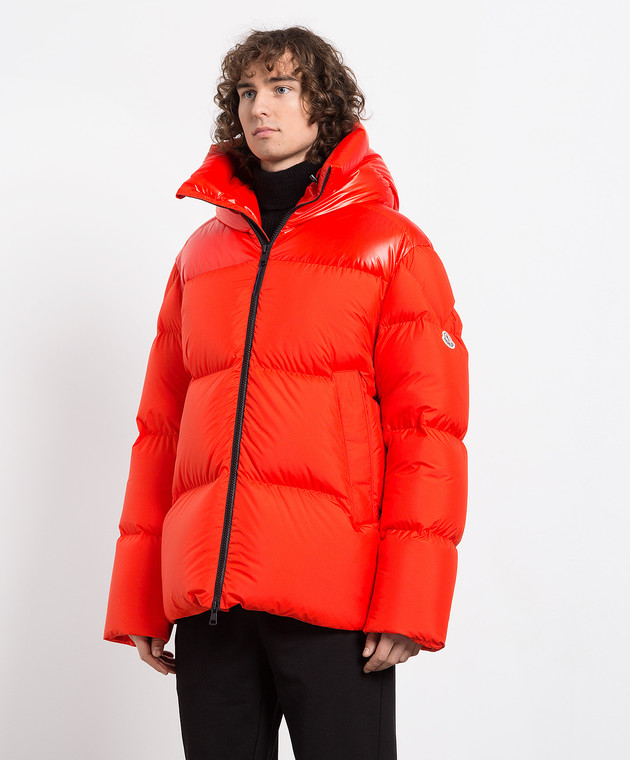 Moncler - Damavand red down jacket with a combination of matte and