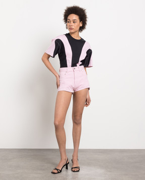 Thierry Mugler Pink denim shorts with contrasting inserts 22W6PA0365246