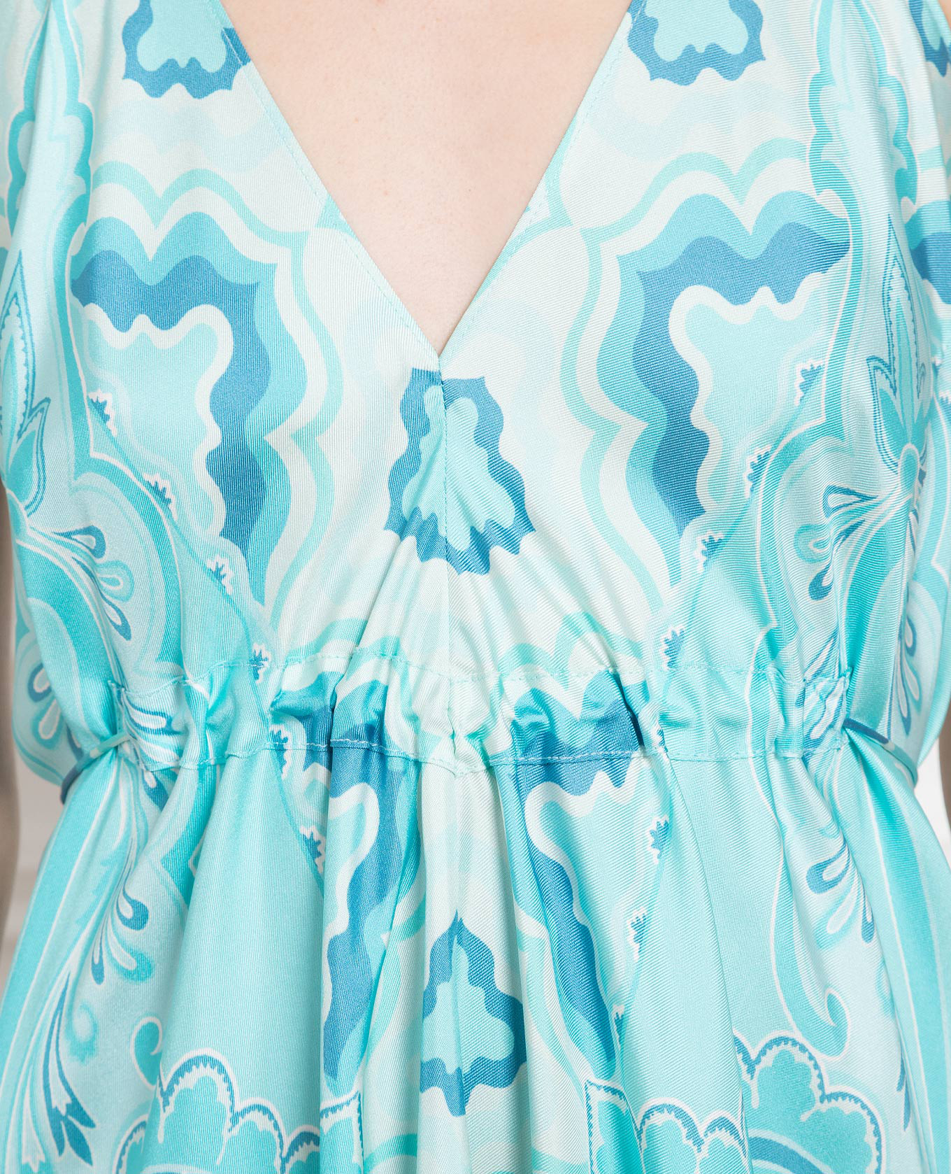 Blue paisley print silk dress Etro 5