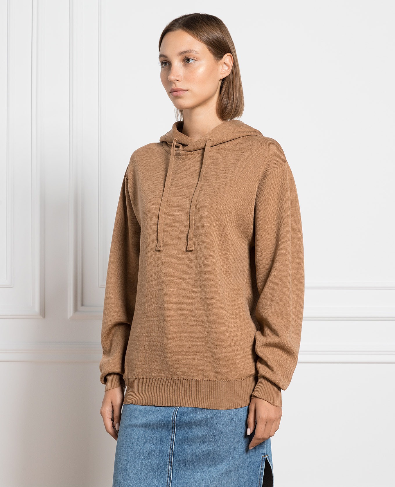 

Rae Brown Wool Hoodie John Smedley