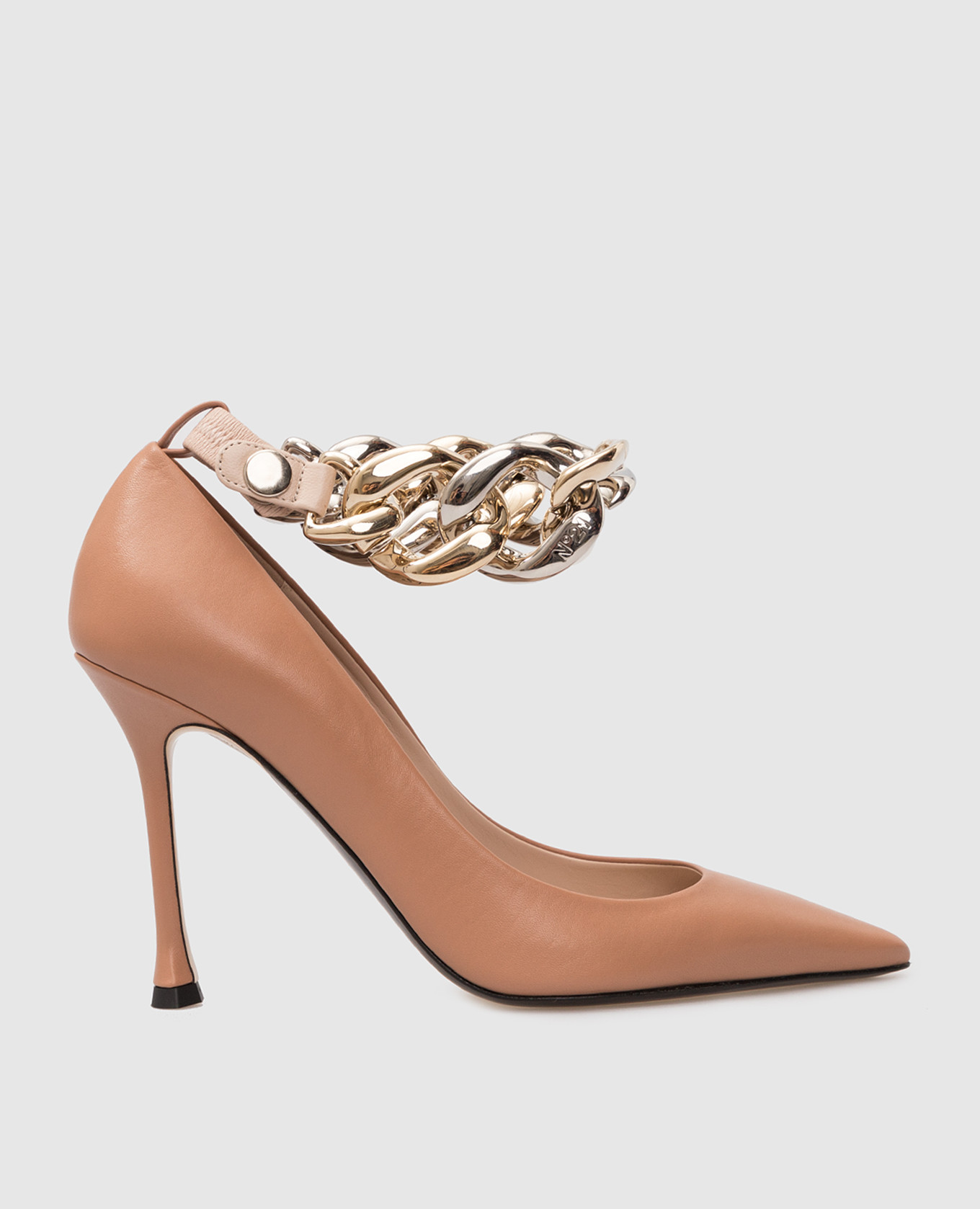

Leather pumps with chain N21, Розовый