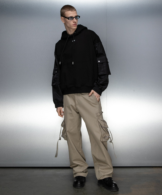 Off-White - Beige cargo pants with monogram logo embroidery 