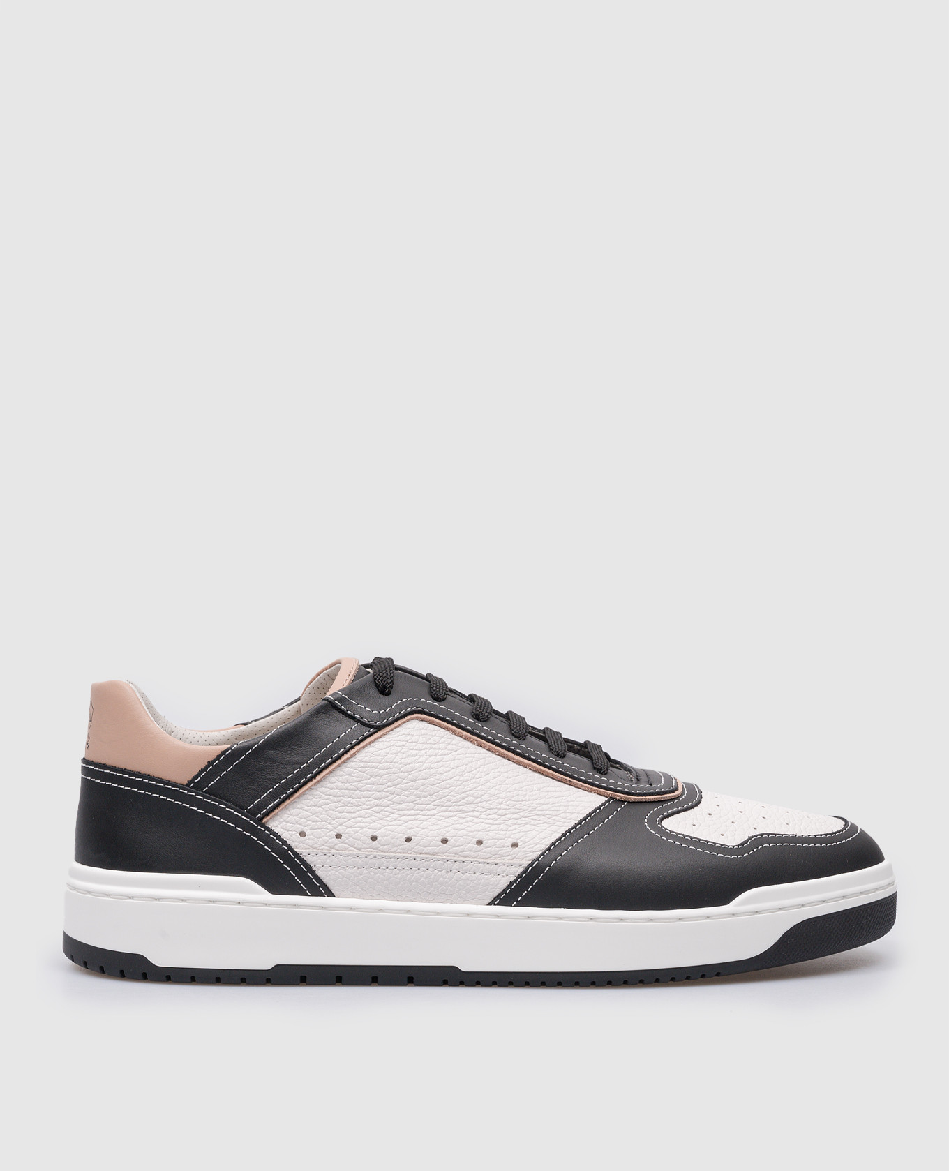 Leather sneakers with a logo brunello cucinelli