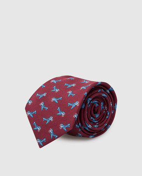 Stefano Ricci Children's burgundy patterned silk tie and handkerchief set YDHNG500