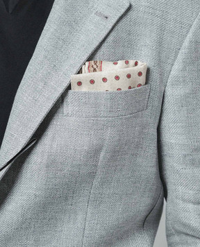 Brunello Cucinelli Beige double-sided pache scarf made of silk in a geometric pattern MR8780091
