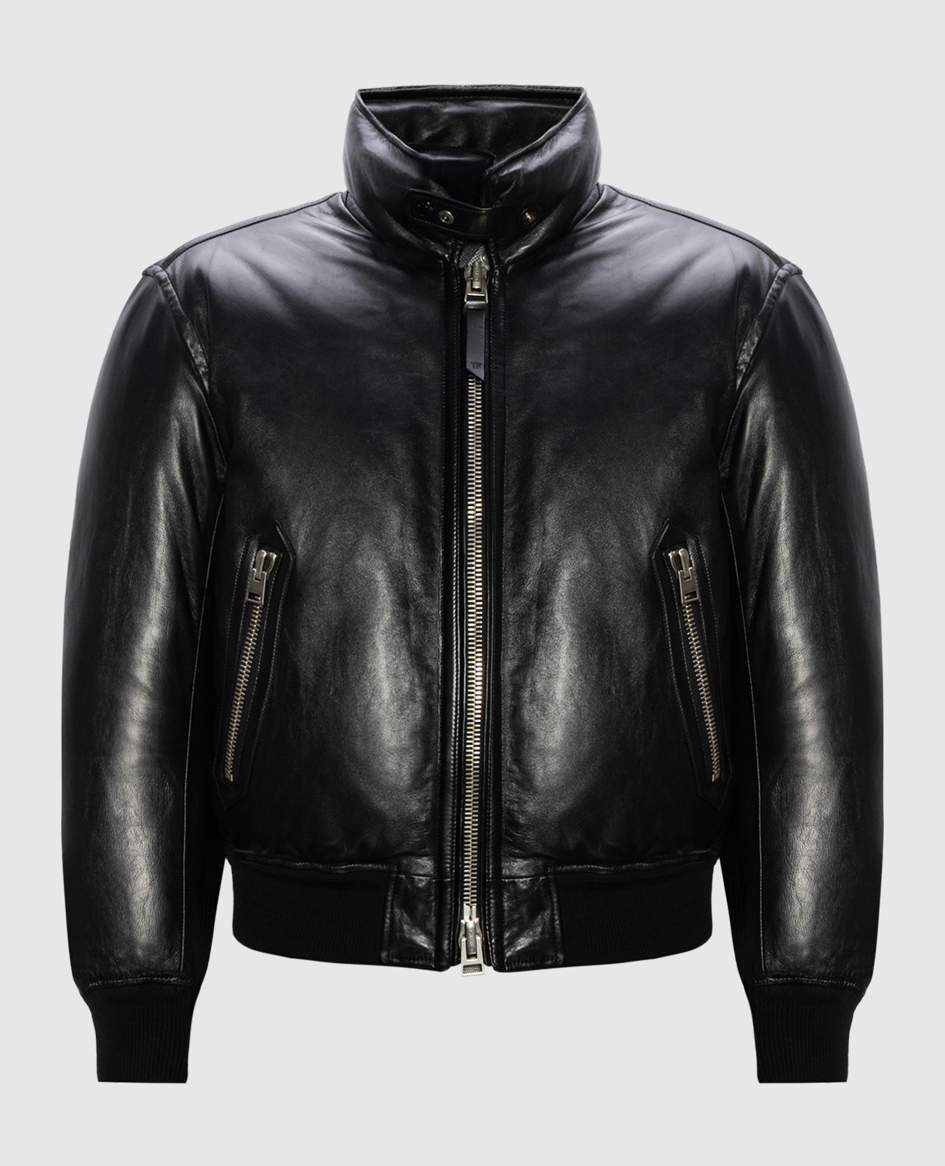 

Black leather down jacket Tom Ford, Черный