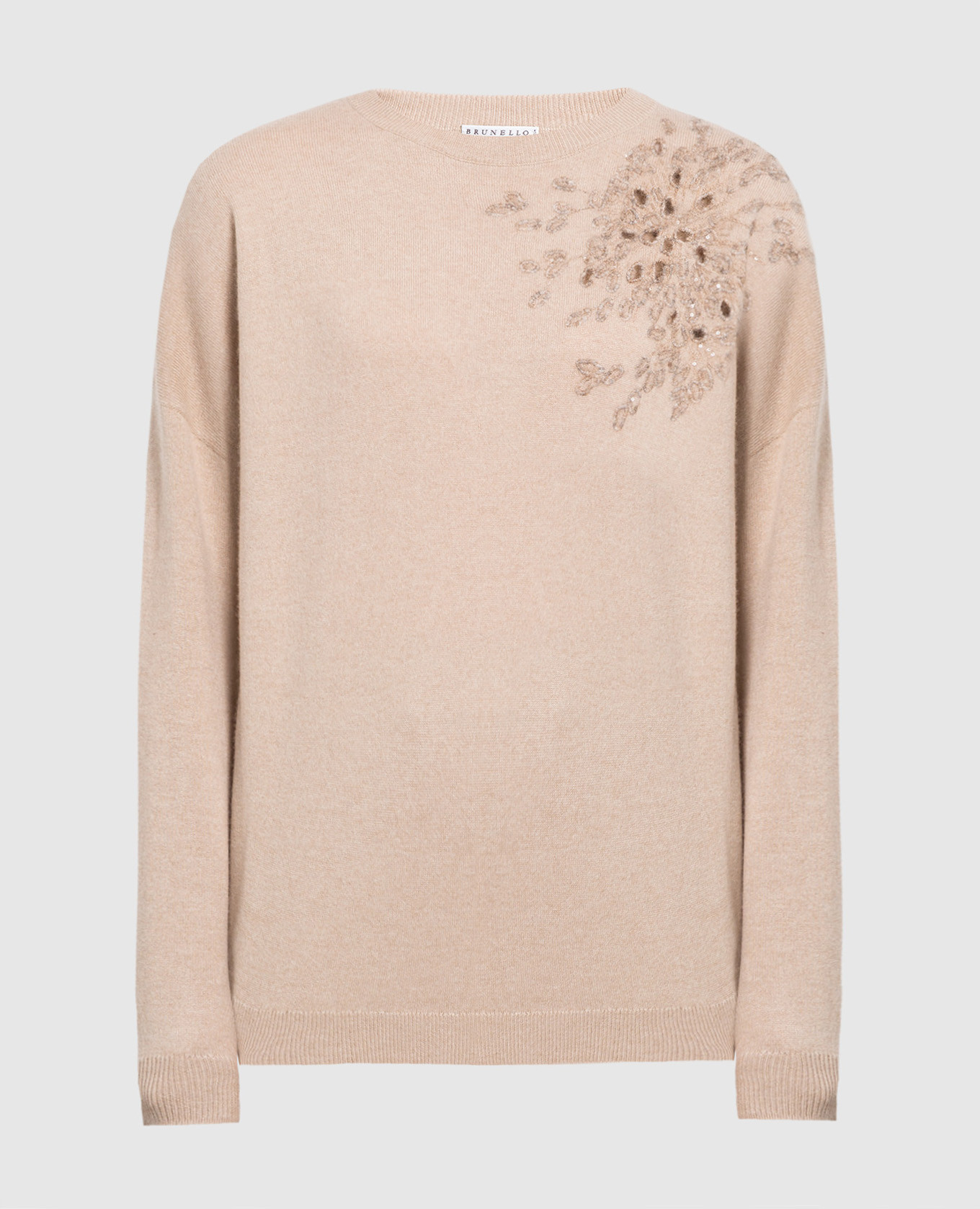 

Beige cashmere jumper with embroidery Brunello Cucinelli