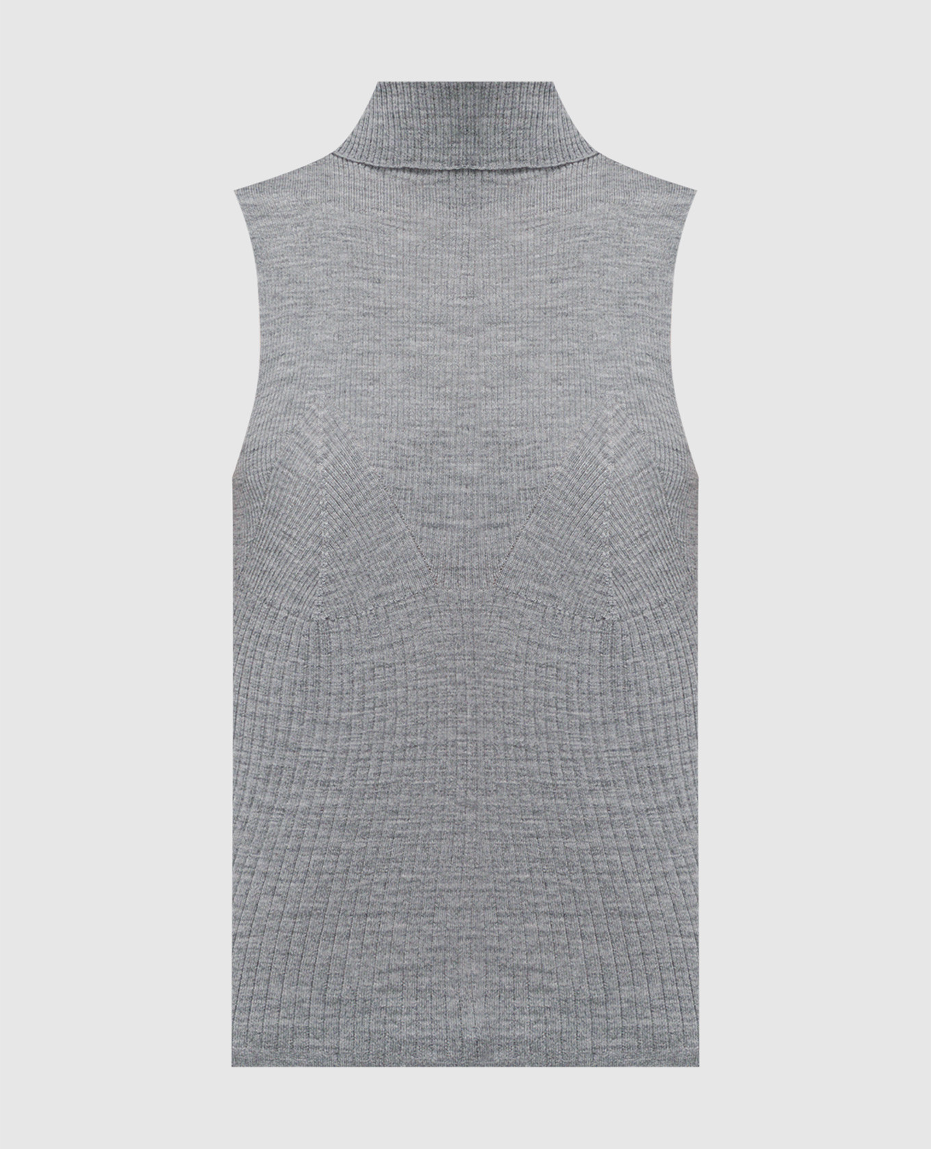 

Gray ribbed wool sleeveless turtleneck Ballantyne, Grey