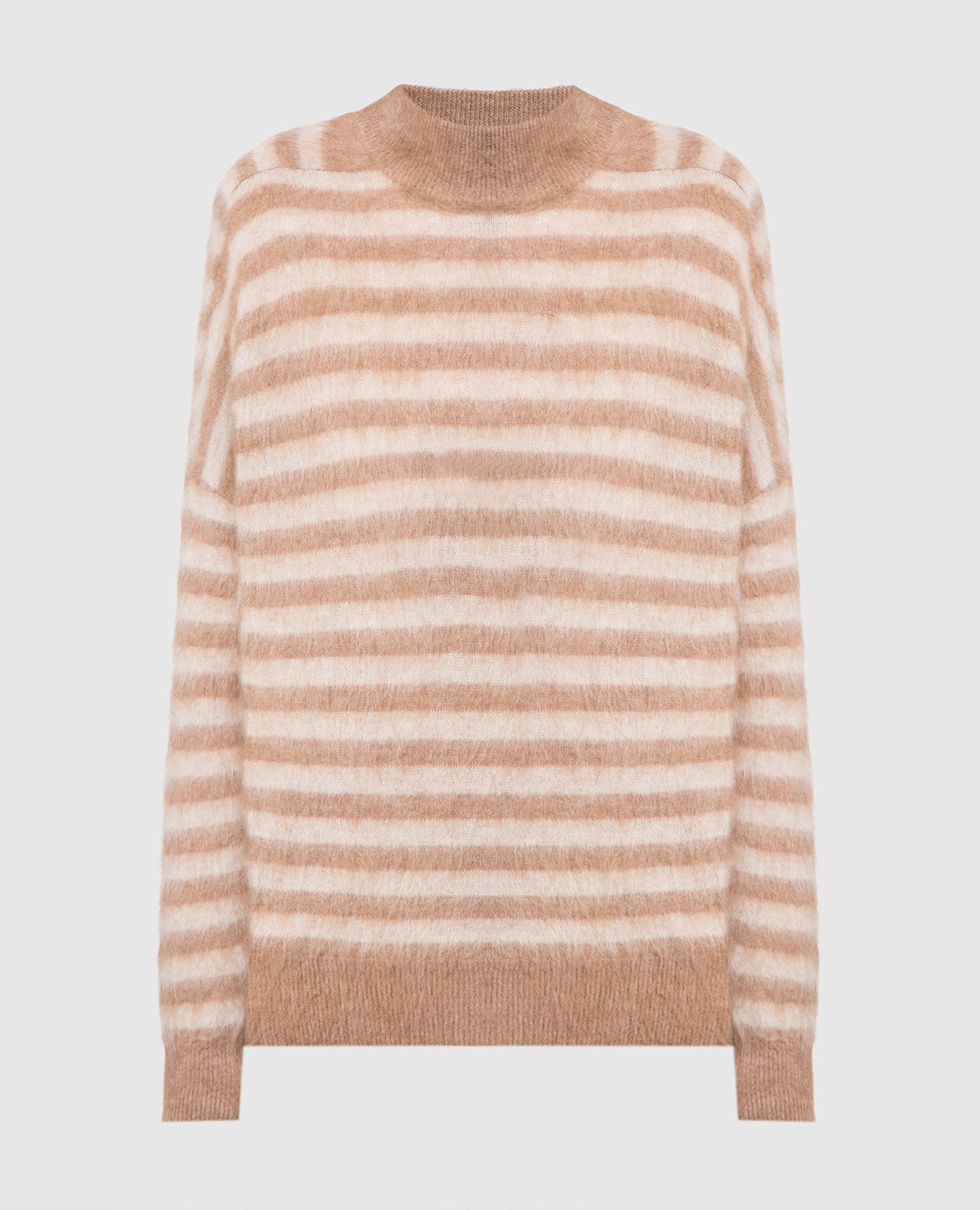 Brown striped sweater with monil chain brunello cucinelli