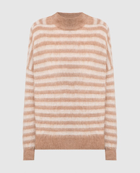 Brunello Cucinelli Brown striped sweater with monil chain MBP154314P