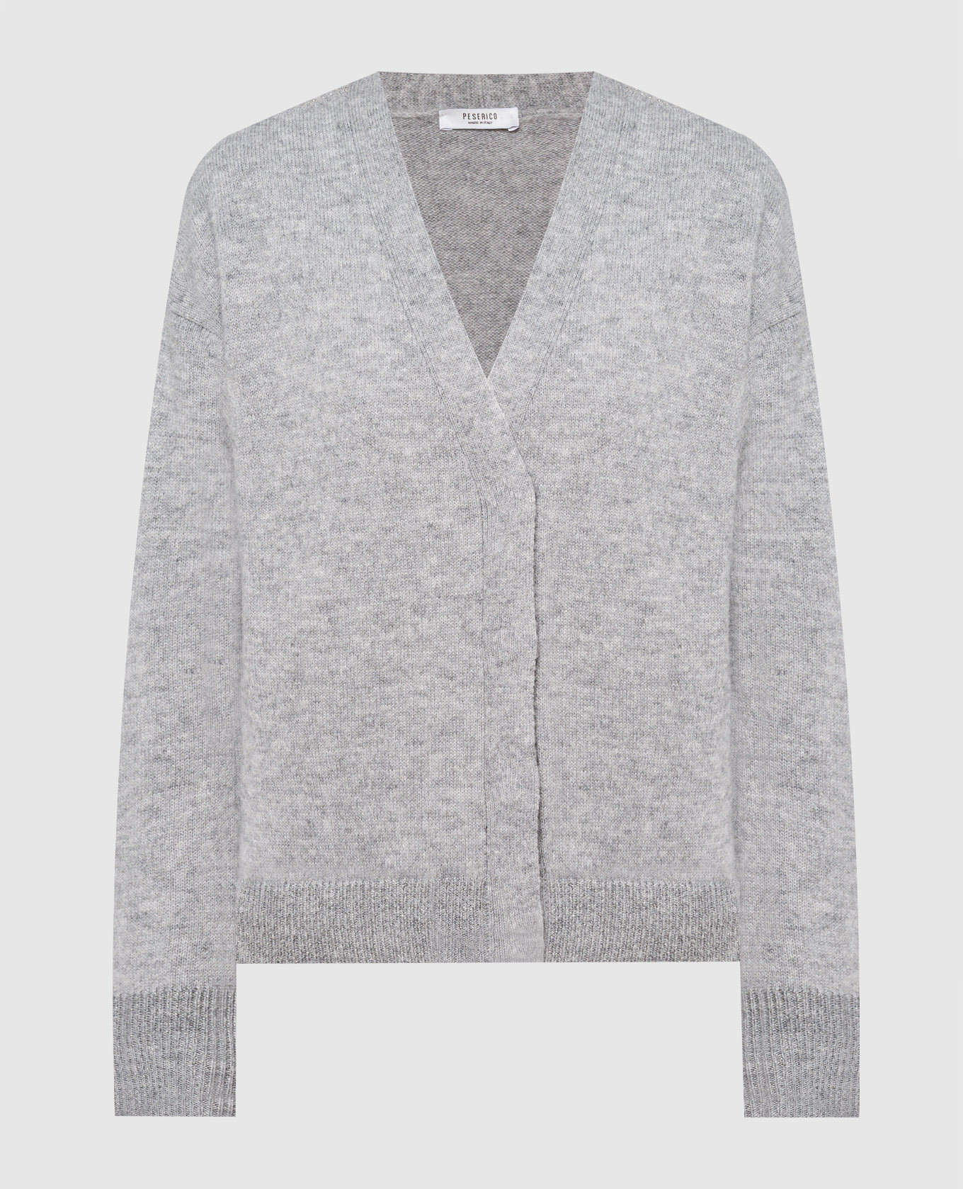 Gray wool, silk and cashmere cardigan peserico