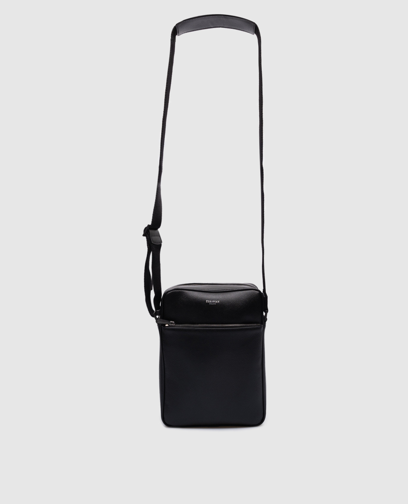 

Black leather bag with logo Serapian