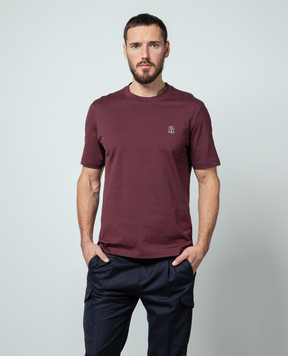 Brunello Cucinelli Burgundy t-shirt with logo print M0B138440