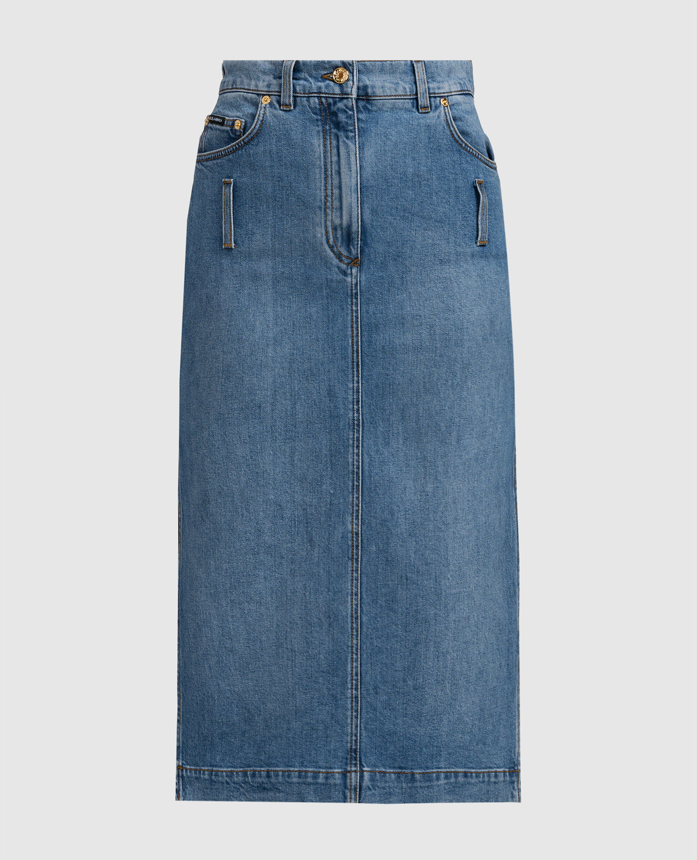 

Midi blue denim skirt with logo Dolce&Gabbana, Light blue