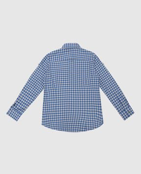 Stefano Ricci Children's blue checked shirt with logo YAC6400020LJ1610