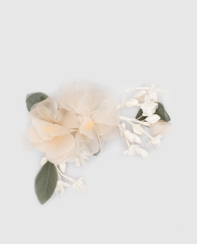 Philosophy di Lorenzo Serafini Beige brooch with voluminous flowers A38050774