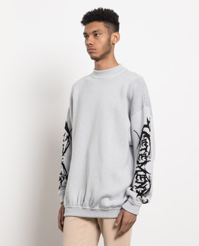 Vetements Gray wool sweater with logo pattern UE54KN160G