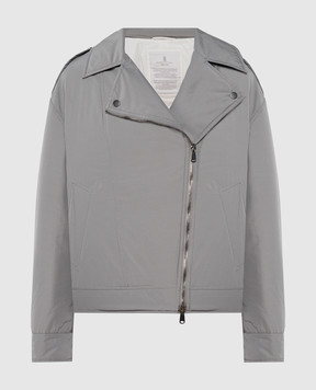 Brunello Cucinelli A gray jacket in the style of a cowhide with a monil chain made of ecolathuni MB5742764