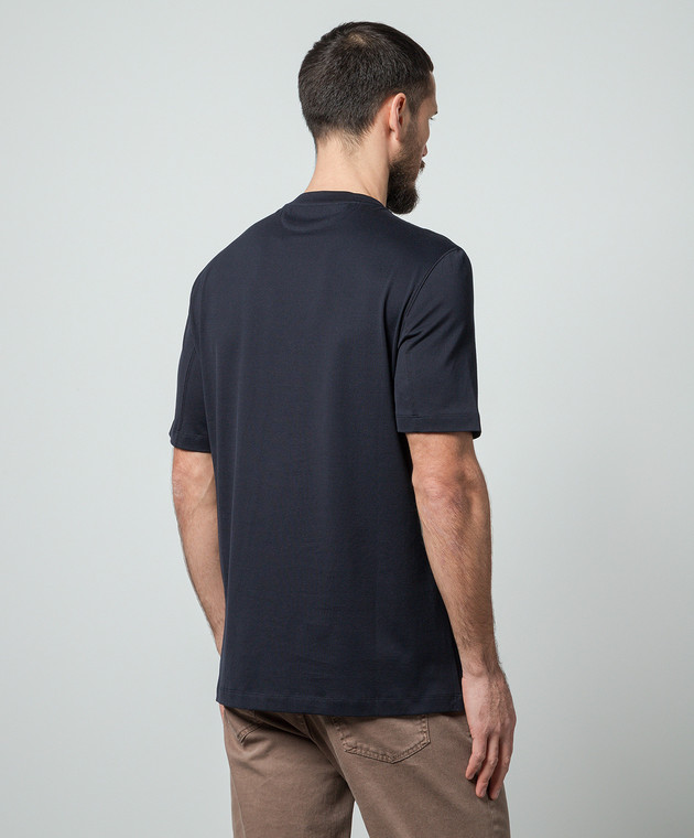 Tシャツ・カットソー BRUNELLO CUCINELLI Men T Shirts M0B138440 C4425 BLUE Brunello Cucinelli - Blue t-shirt with logo print M0B138440