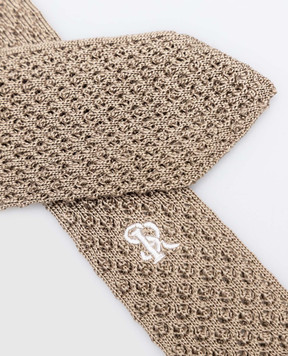Stefano Ricci Children's dark beige silk tie YCRM1600SETA