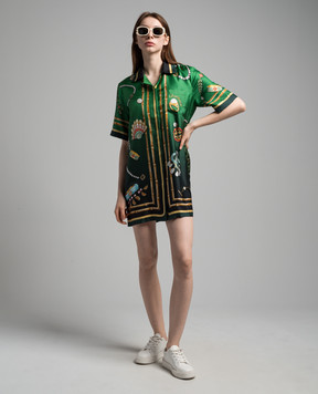 Casablanca La Boite Bijoux green silk dress WPS24DR03801