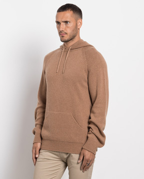 Cashmere&Whiskey Brown cashmere hoodie MU8651305341R