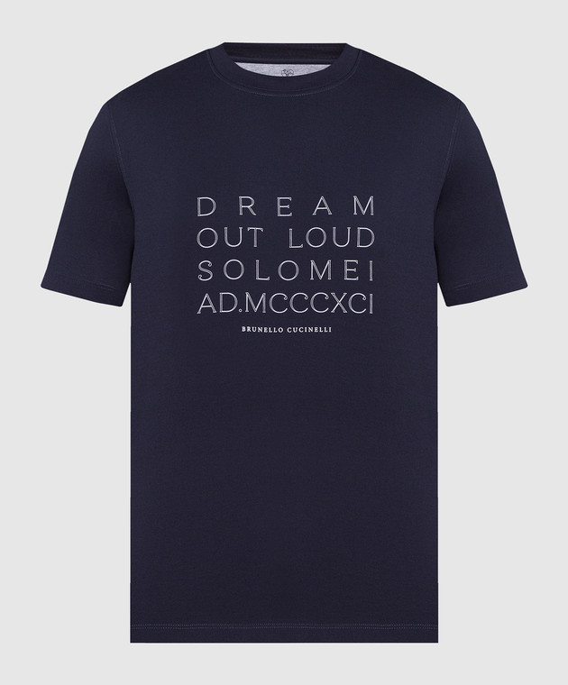 Brunello Cucinelli - Blue t-shirt with Dream out loud print