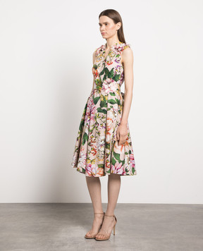 Dolce&Gabbana Beige midi dress in floral print F6H4AZHS5F8