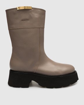 N21 Brown leather boots 23ISP04500450