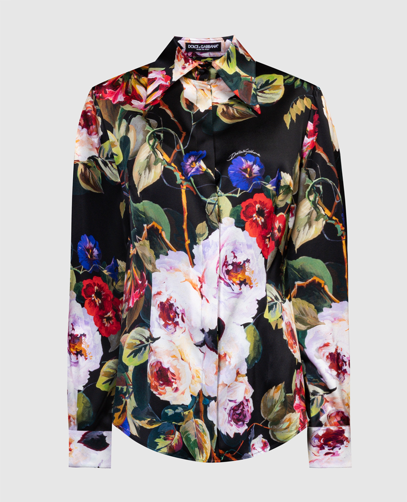 

Black silk blouse with floral print Dolce&Gabbana