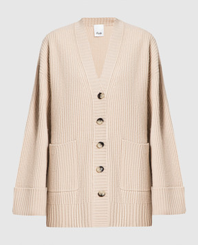 Allude Beige ribbed wool and cashmere cardigan 23517070
