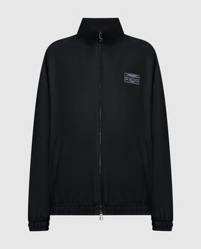 Dolce&Gabbana Black windbreaker with logo patch G9ATITFUM6X