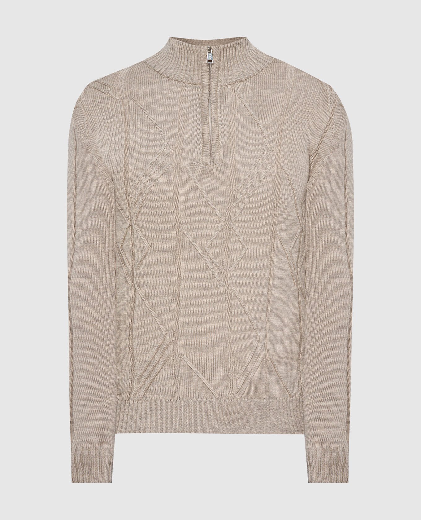 Beige sweater made of wool in a textured pattern cashmere&whiskey