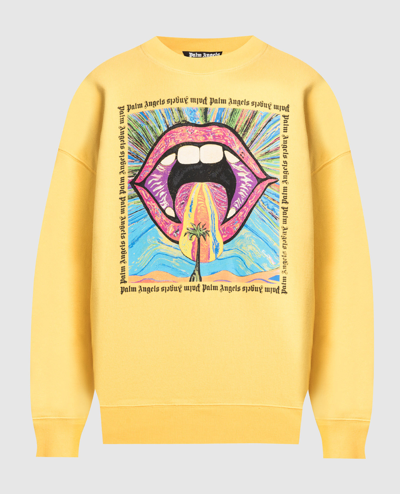 

Orange sweatshirt with Crazy Mouth print Palm Angels