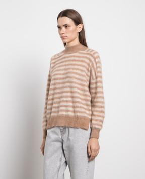 Brunello Cucinelli Brown striped sweater with monil chain MBP154314P