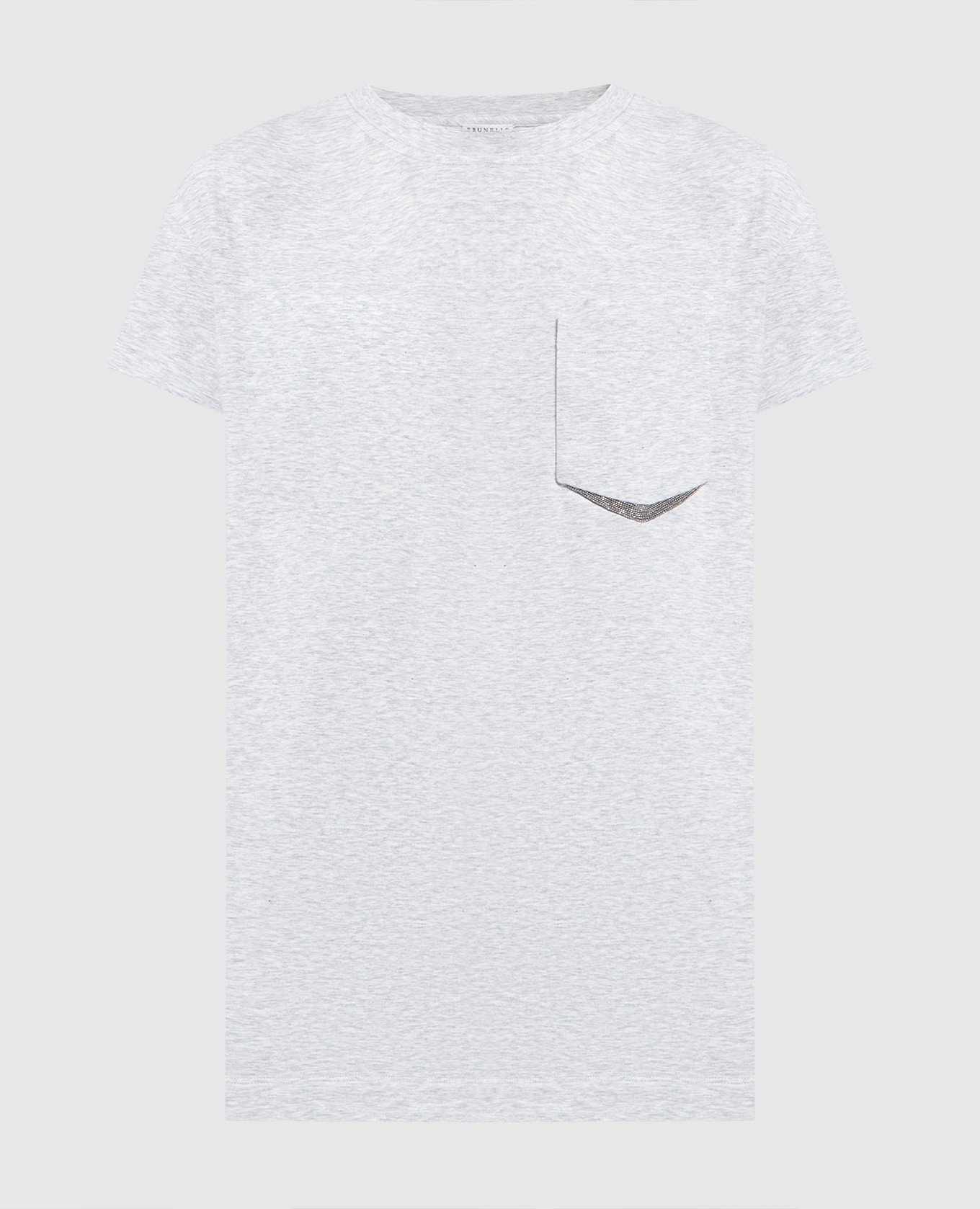 Gray melange t-shirt with monil chain brunello cucinelli