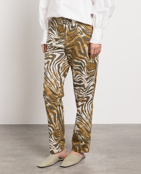 Twinset Brown pants in an animalistic print 231AP2354