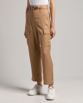 Peserico High rise brown cargo pants P04467A01955